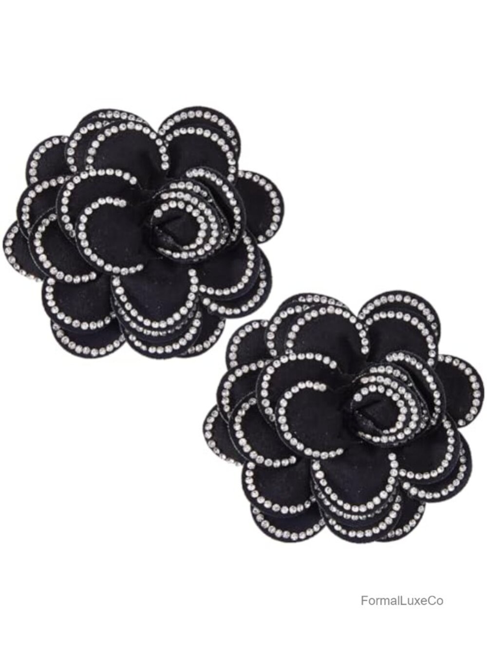 Vintage Flower Shoe Clips Resin Rhinestone 2Pc Polyester Removable